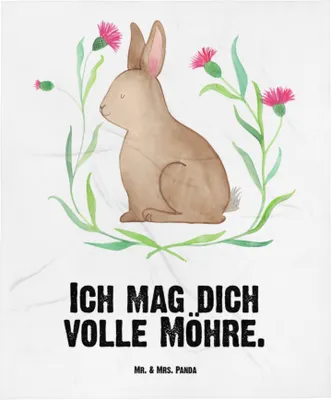 Produktbild von Mr. & Mrs. Panda Plaid Hase Sitzen - Weiß - Geschenk, Schmusedecke, Ostern, Babydecke, Fleecedecke, Osterhase, Erstlingsdecke, Schlummerdecke, Kaninchen, Frohe, Liebe