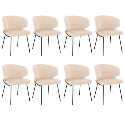 Produktbild von HOME DELUXE - Polsterstuhl AMARA- 8 Stück, Farbe: Samt Beige - weiche Polsterung, bis 120 kg belastbar I Küchenstuhl Speisestühle Esszimmerstühle