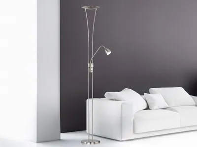 Produktbild von Trio LED-Fluter, ink. LEDs, Höhe 180cm, Doppeldimmer, Nickel