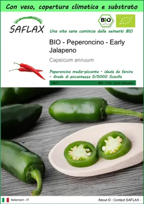 Immagine prodotto di SAFLAX Garden to go - BIO - Peperoncino - Early Jalapeno - 20 semi - Capsicum