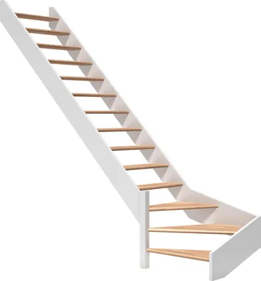 Produktbild von Dolle Raumspartreppe Paris ohne Setzstufen Buche weiß Treppenlauf 1/4 gewendelt unten links ohne Geländer