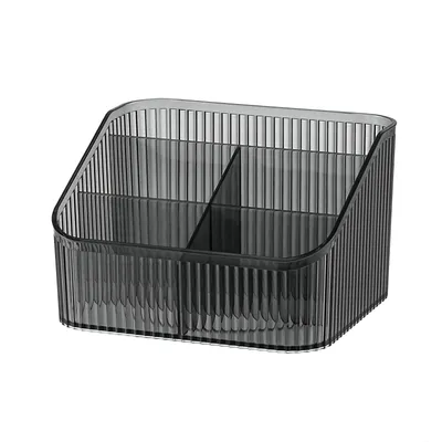 Produktbild von Make-up-Organizer, Kosmetik-Organizer mit 5 Fächern, große Aufbewahrungsbox aus Acryl für Kosmetikartikel, Kosmetik-Organizer für Pinsel, Eyeliner, Lippenstift und Hautpflegeprodukte (schwarz L)
