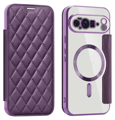 Image de Pour Google Pixel 10 Pro XL 360 degrés Full Body Magsafe RFID anti vol de données Housse en cuir synthétique Violet