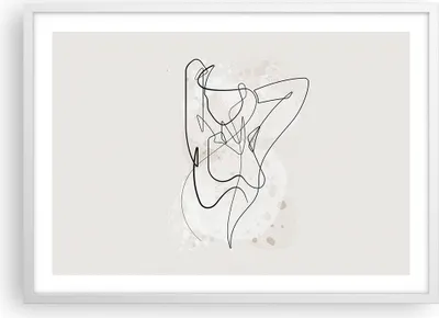 Produktbild von Gerahmtes Poster - Weißer Rahmen - Linie Frau Linie - 70x50 cm - Wand Bild - Wanddeko - Wandbilder - Kunstposter - Wandposter - Bilderrahmen - Bilder - Kunstdruck - Wanddekoration - P2WAA70x50-5119