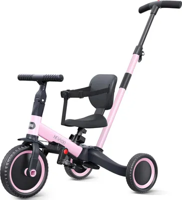 Immagine prodotto di newyoo 5-in-1 triciclo balance bike da 1 anno con maniglione di spinta per bambini Rosa