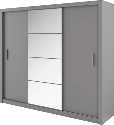 Produktbild von Furniture24 Schwebetürenschrank Kleiderschrank Schrank mit Schiebetür IDEA ID01 Grau Matt, 250 cm breit