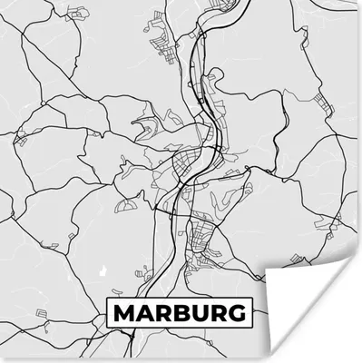 Produktbild von MuchoWow® Poster Stadtplan - Karte - Marburg - Deutschland 75x75 cm - Wand Dekoration