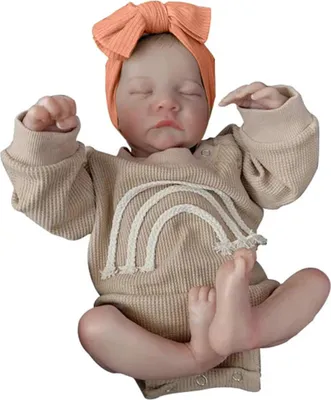 Produktbild von Lebensechte Reborn-Babypuppen – 45 cm große, schlafende, realistische Neugeborenenpuppen, weicher Stoffkörper mit Fütterungsspielzeug für Kinder ab 3 Jahren