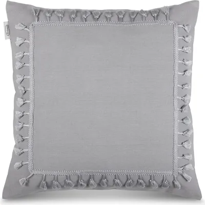 Produktbild von EUROFIRANY | Dekokissenhülle - 45 x 45 cm - grau Kissenbezug mit Fransen - Modisch