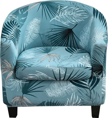 Obrázek produktu pro 2 kusy potahu na židle Club Chair Covers, Stretch Printed Chair Cover s odděleným krytem sedáku na židli, kryt na pohovku ve vaně (světle modrá)