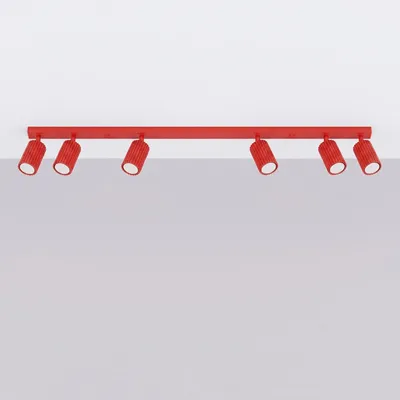 Immagine prodotto di Plafoniera KARBON 6L rosso 6xGU10  10W alluminio 16.5x6.5x117cm Sollux Lighting