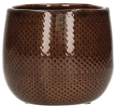 Produktbild von Mica Decorations Pflanzentopf - Bronze - gerippt - 12 x 14 cm