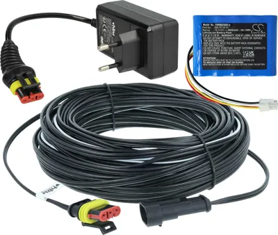 Produktbild von vhbw 1x Netzteil, 1x 2600 mAh Akku, 1x 20 m Niederspannungskabel kompatibel mit Gardena Sileno - R100LiC, Smart Sileno free 1000 Rasenmäher