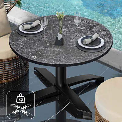 Produktbild von CPTG | Bistro Loungetisch | Ø:H 60 x 39 cm | Felsen / Aluminium Schwarz | Zusatzgewicht | Bistro Loungetisch Gastro Tisch