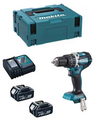 Imagen del producto de Taladro Percutor MAKITA DHP484RTJ (2 x 5,0 Ah + DC18RC + MAKPAC 2)