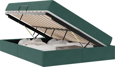 Productafbeelding van vidaXL Opbergbed met matras, donkergroen, 140 x 200 cm, fluweel