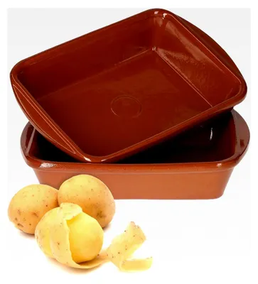 Produktbild von Auflaufform aus Ton I 2er Set I 4 x 20 x 14,5 cm I 350 ml I Mediterran I Glasiert I Handarbeit I Antik/Vintage I Mittelalter I Wikinger