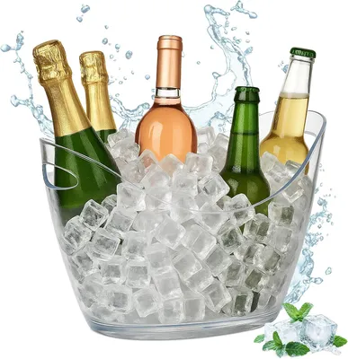 Obrázek produktu pro Chladicí nádoba Ijsemmer – objem 6 litrů – pro šampaňské, pivo, víno – chlazení nápojů – plast – rozměry 25,5 x 34,5 x 26 cm – průhledná