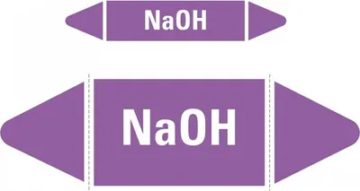 Produktbild von Aufkleber I Rohrleitungsetikett NaOH, violett/weiß, für Ø 15-25mm, 75x17mm, 8...
