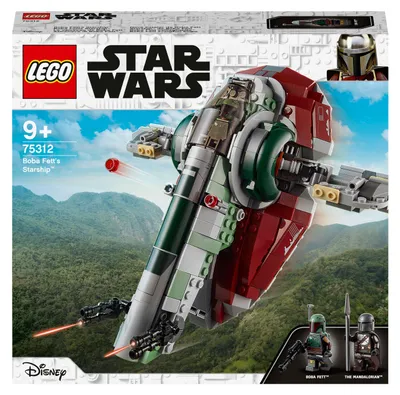 Image de LEGO 75312 Star Wars Boba Fett Starship, jouet spatial pour enfants à partir de 9 ans, modèle de vaisseau spatial de The Mandalorian avec 2 minifigurines, cadeau pour enfants, garçon et fille
