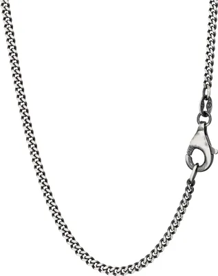 Produktbild von NKlaus Halskette 45cm Panzerkette 925 Sterling Silber oxidiert 1,7mm breit diamantiert 13841