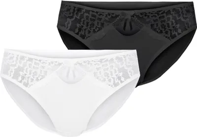 Produktbild von Merry Style Damen Hüftslip MSGAB17 ((2Pack) Schwarz/Weiß, 40 (Herstellergröße: L))