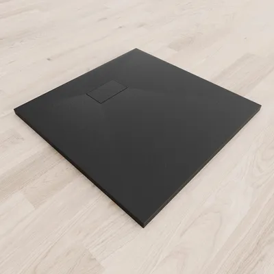 Produktbild von i-flair SMC Duschwanne 90x90 cm – 26 mm flach inkl. Ablaufgarnitur mit Deckel, Schwarz
