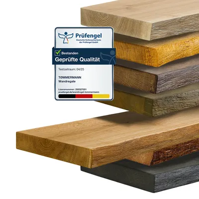 Produktbild von tømmermann Wandregal mit Baumkante Schweberegal massiv Eiche - Bücherregal Regal Hängeregal Regalbrett Wandboard Wand Shelf | 160 cm Farbe Natural