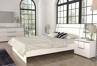 Produktbild von Luxus Bett Schlafzimmer Bett Möbel 2x Nachttische  Set Einrichtung Weiß 3tlg.