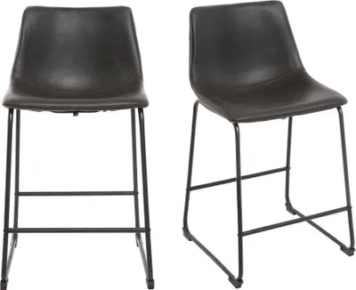 Produktbild von Miliboo - Barhocker Vintage Schwarz 61cm 2er Set NEW ROCK