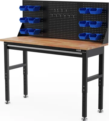 Produktbild von HBM Schwerlast-Werkbank 152 cm, mit Schublade und Rückwand