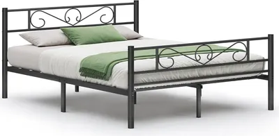 Produktbild von VASAGLE Doppelbett, Bettrahmen, Metallbett, geeignet für Matratze 200 x 160 cm, Gästebett, einfache Montage, für kleine Räume, schwarz