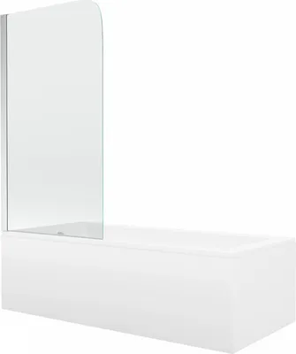 Produktbild von Mexen Cubik Rechteckbadewanne 170 x 70 cm mit Verkleidung und 1-flügliger Duschabtrennung 75 cm, Transparent, Chrom - 550317070X