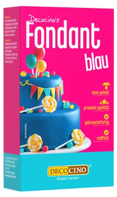 Produktbild von DECOCINO Fondant Blau – 250 g – ideal zum Verzieren von Kuchen, Torten, Cupcakes – Palmölfrei