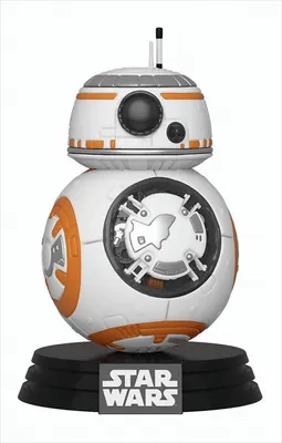 A Funko Pop! vinyl figure of BB-8 from Star Wars, displayed on a black base with the Star Wars logo.