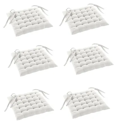 Image de Lot de 6 assises matelassées 38 x 38 cm Twily Blanc - Coton / Polyester Recyclé