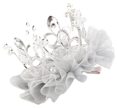Image de Épingle à cheveux pour princesse, faite à la main, pour enfants - Tulle argenté