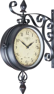 Produktbild von Wanduhr H31cm Metall doppelseitige Bahnhofsuhr Retro Antik Stil Landhaus