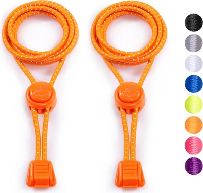Produktbild von SCHNÜRRLIE elastische Schnürbänder ohne Schuhe Binden - Schnürsenkel mit Schnellverschluss für Kinder Erwachsene - 100 cm Orange