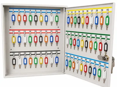 Produktbild von Schlüsselkasten mit 60 Haken, zur Wandmontage, abschließbar, 6 x 35 x 32 cm