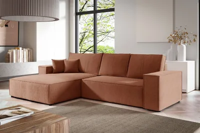 Produktbild von Ecksofa Schlafsofa LEVIO Stoff ARAGON Altrosa Ottomane Links