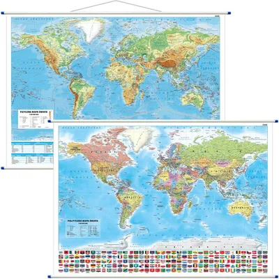 Imagen del producto de Mapa mundial a escala 1:30.000.000. Mapa mural de doble cara. Representación política y física. Edición 2024.