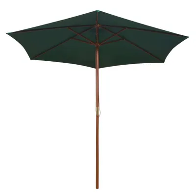 Image de vidaXL Parasol 270x270 cm Mât en bois vert