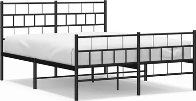 Productafbeelding van Bedframe met hoofdeinde en voeteneinde, metalen, zwart, 150x200 cm