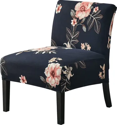 Produktbild von Stuhlhusse ohne Armlehnen, Abnehmbare Armlos-Stuhlhusse, Stretch-Armloser Stuhl Schonbezug, Rutschfeste Sofa-Couch Abdeckung(Blumenblau, Samt)