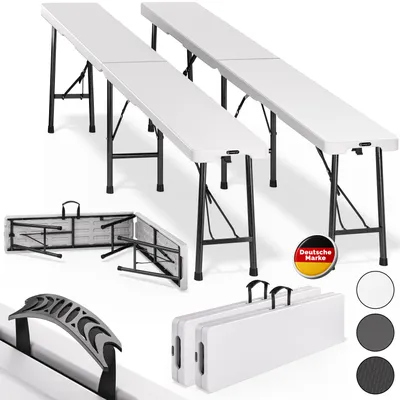 Produktbild von CASARIA® 2er Set Bierbank Klappbar 8 Personen 183cm Kunststoff Klappbank Faltbar Biergarten Campingbank Bierbänke Bierbankgarnitur Gartenbank Weiß