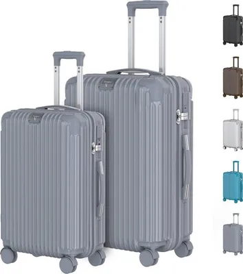 Image de Voyagoux® - Ensemble de voyage S/M - Valises - 2 pièces - Valise de voyage à roulettes - Gris Nardo - Serrure TSA