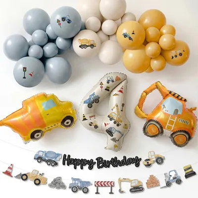 Immagine prodotto di Articoli per feste di compleanno a tema costruzione, set da 52 pezzi con palloncini e decorazioni