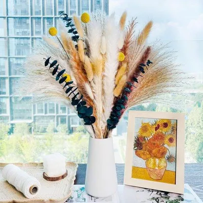 Immagine prodotto di Set fai da te per decorazioni con erba della pampa, fiori secchi naturali, decorazioni boho per il soggiorno (75 pezzi)
