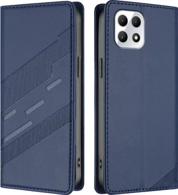 Image de Etui pour T-Mobile REVVL 7, étui portefeuille en cuirPolyuréthaneavec fente pour cartes et fonction stand Blau